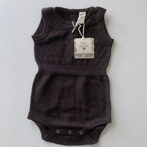 Kate Quinn Organics Black Sleeveless Peter Pan Sweater Bodysuit 12-18 Months
